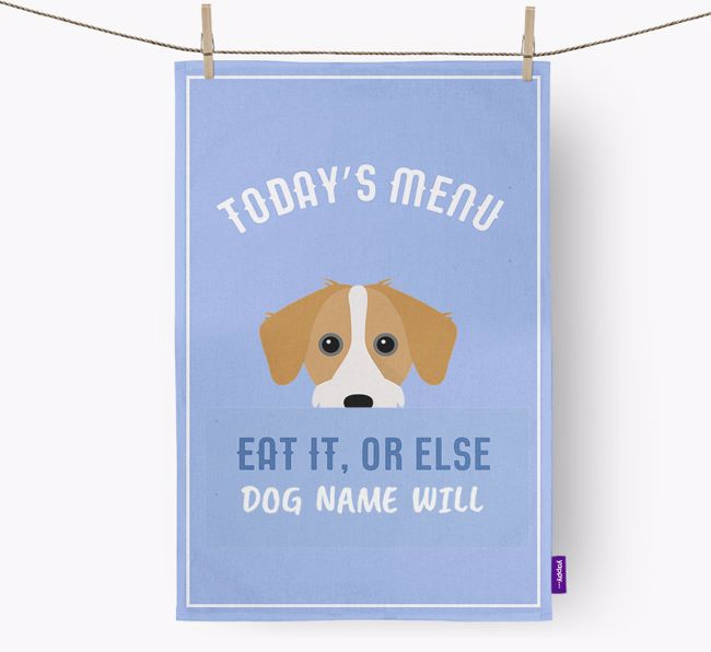 'Eat It, Or Else {dogsName} Will' - Personalized {breedFullName} Dish Towel